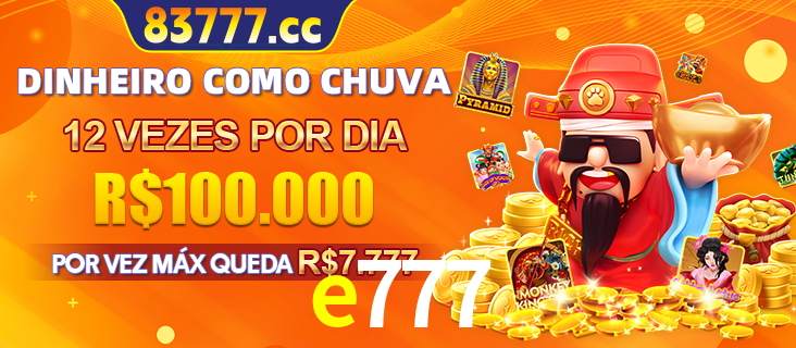 Banner do programa de recompensas Recomende para amigos do e777, detalhando os bônus por convidar amigos, com prêmios que chegam a R$288.888.