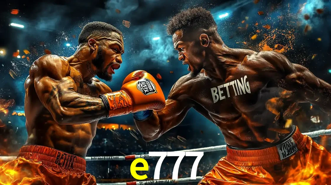 Dois boxeadores em uma luta intensa e explosiva, representando a adrenalina e as oportunidades de apostas em esportes de combate disponíveis na plataforma e777.