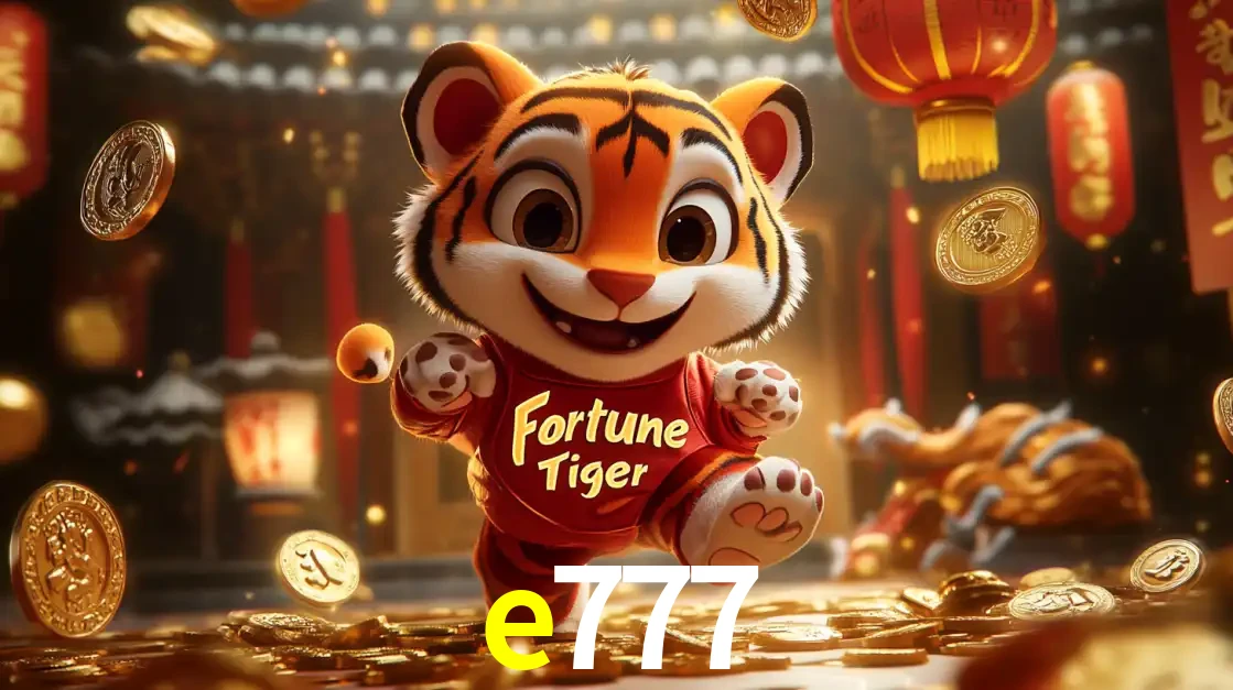 O alegre personagem do Fortune Tiger correndo sobre um caminho de moedas de ouro, simbolizando os grandes prêmios e a diversão do popular jogo de slot do e777.